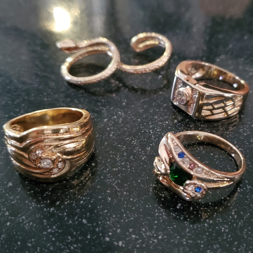 4 Vintage 14k Gold Plated Rings Sizes 7,8,9